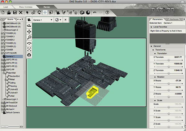 screenshot of Daz Studio showing wasted objects